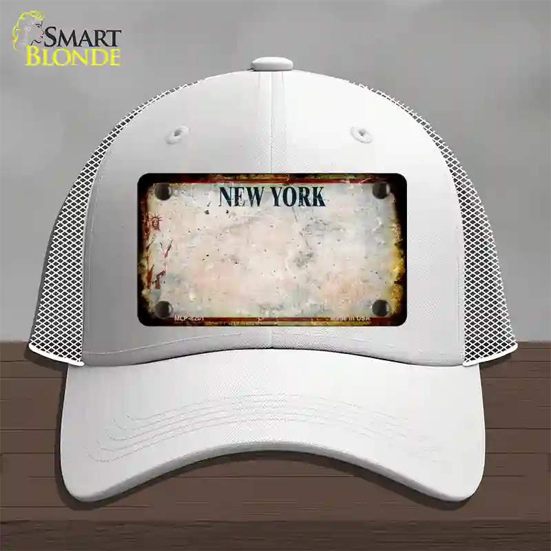 New York White Rusty Blank Novelty License Plate Hat Mesh / White