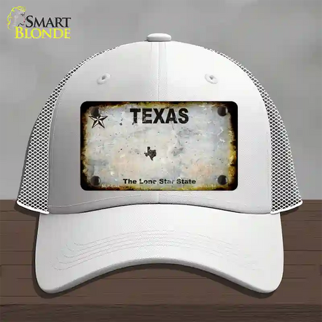 Texas White Rusty Blank Novelty License Plate Hat Mesh / White