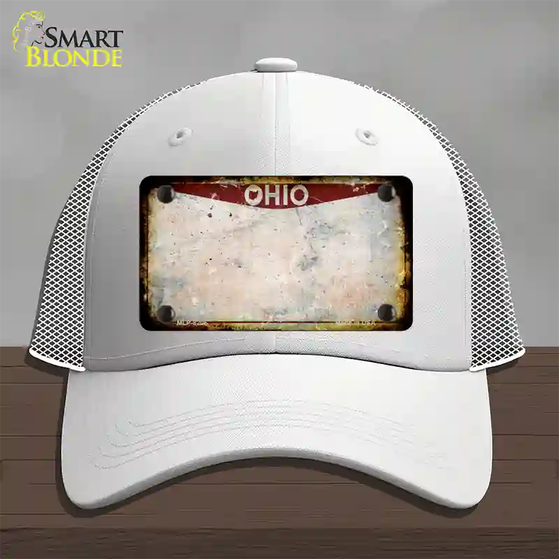 Ohio Rusty Blank Novelty License Plate Hat Mesh / White