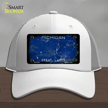 Michigan Great Lakes Rusty Blank Novelty License Plate Hat Mesh / White