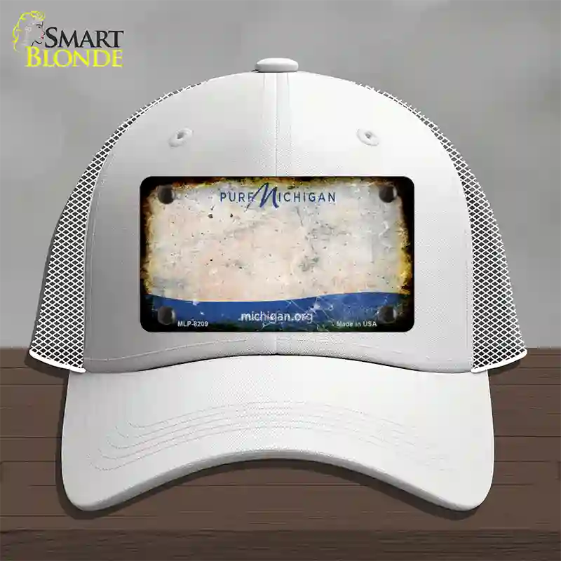 Pure Michigan Rusty Blank Novelty License Plate Hat Mesh / White