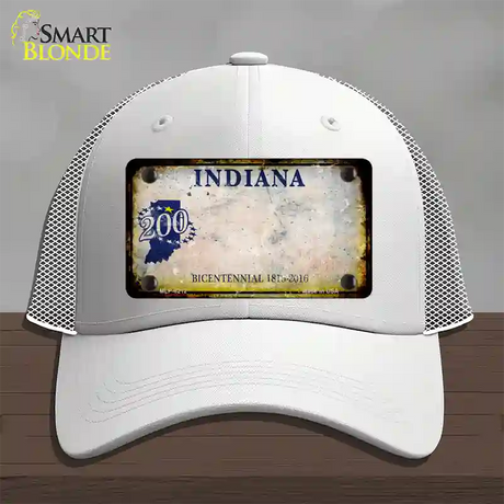 Indiana Rusty Blank Novelty License Plate Hat Mesh / White