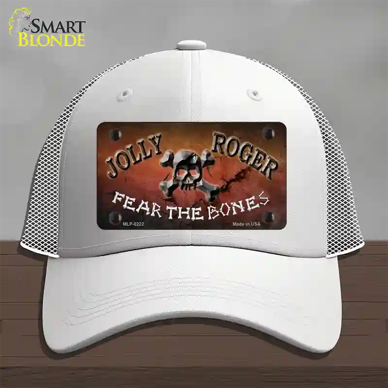 Fear The Bones Novelty License Plate Hat Mesh / White