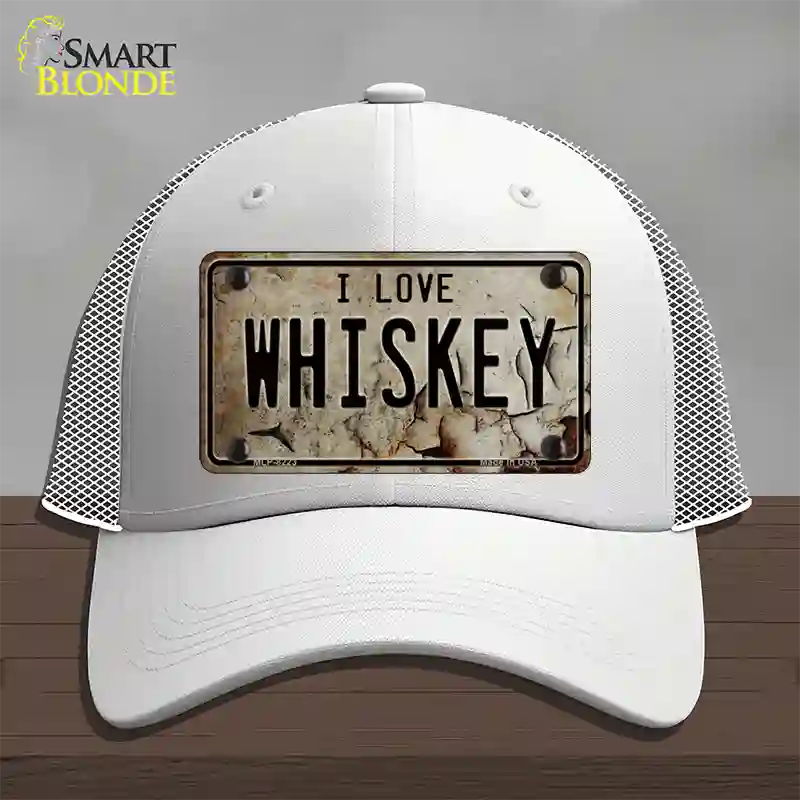 I Love Whiskey Novelty License Plate Hat Mesh / White