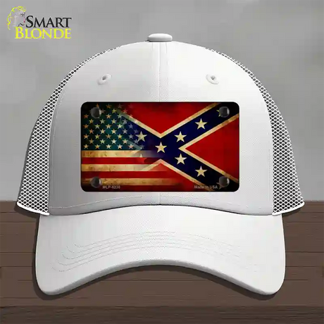 American Confederate Flag Novelty License Plate Hat Mesh / White