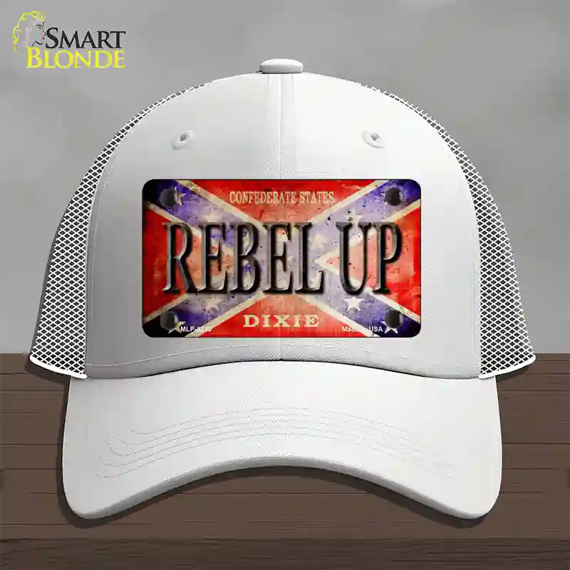 Rebel Up Novelty License Plate Hat Mesh / White