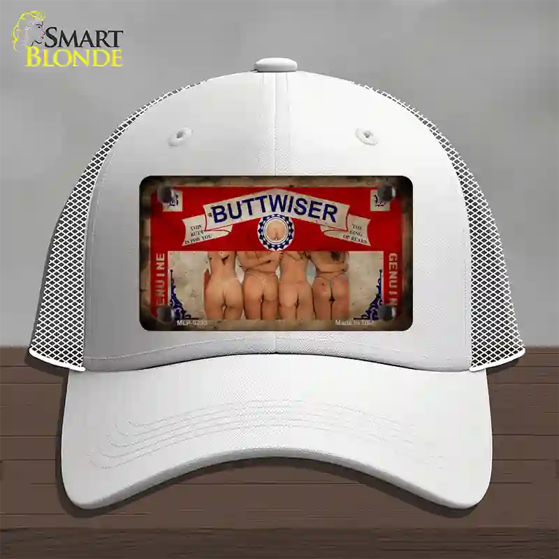 Buttwiser Beer Girls Vintage Novelty License Plate Hat Mesh / White