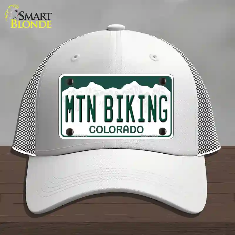 Mtn Biking Colorado Novelty License Plate Hat Mesh / White