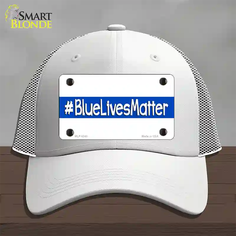 Blue Lives Matter Novelty License Plate Hat Mesh / White