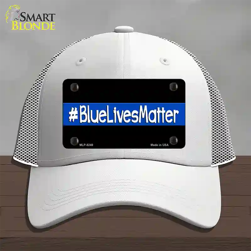 Blue Lives Matter Black Novelty License Plate Hat Mesh / White