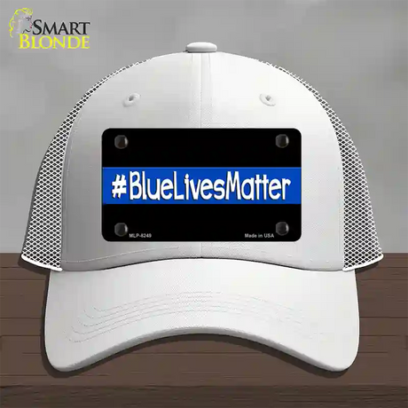 Blue Lives Matter Black Novelty License Plate Hat Mesh / White