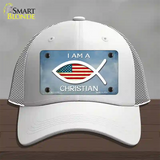 I Am A Christian Novelty License Plate Hat Mesh / White