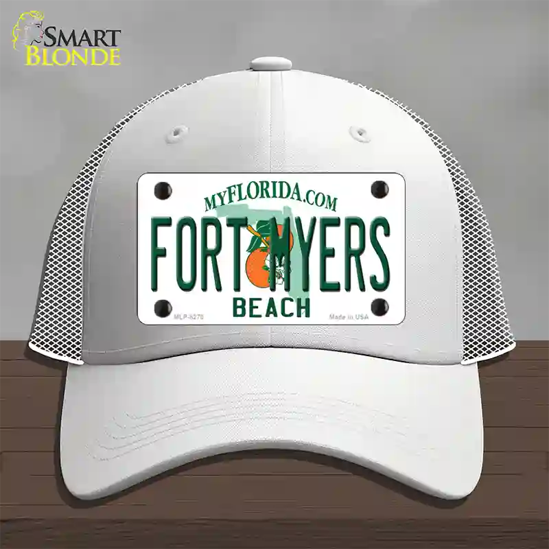 Fort Myers Beach Novelty License Plate Hat Mesh / White