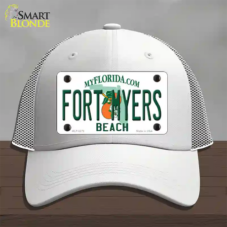 Fort Myers Beach Novelty License Plate Hat Mesh / White