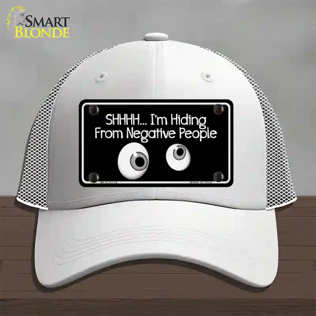 Hiding From Negative People Novelty License Plate Hat Mesh / White