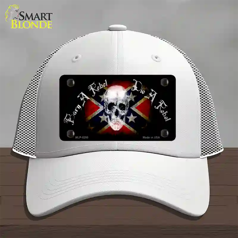 Born A Rebel Novelty License Plate Hat Mesh / White