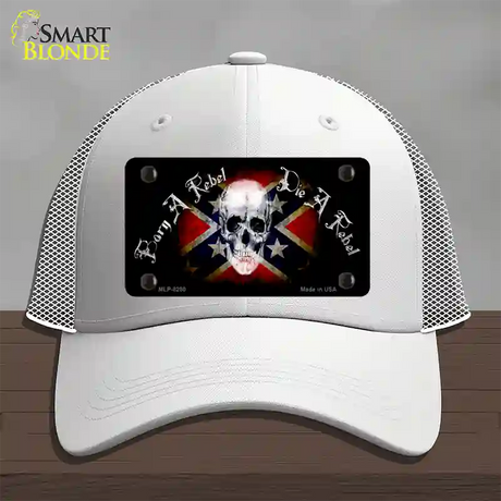 Born A Rebel Novelty License Plate Hat Mesh / White