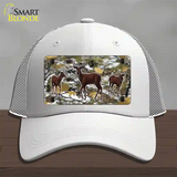 Deer On Camo Novelty License Plate Hat Mesh / White