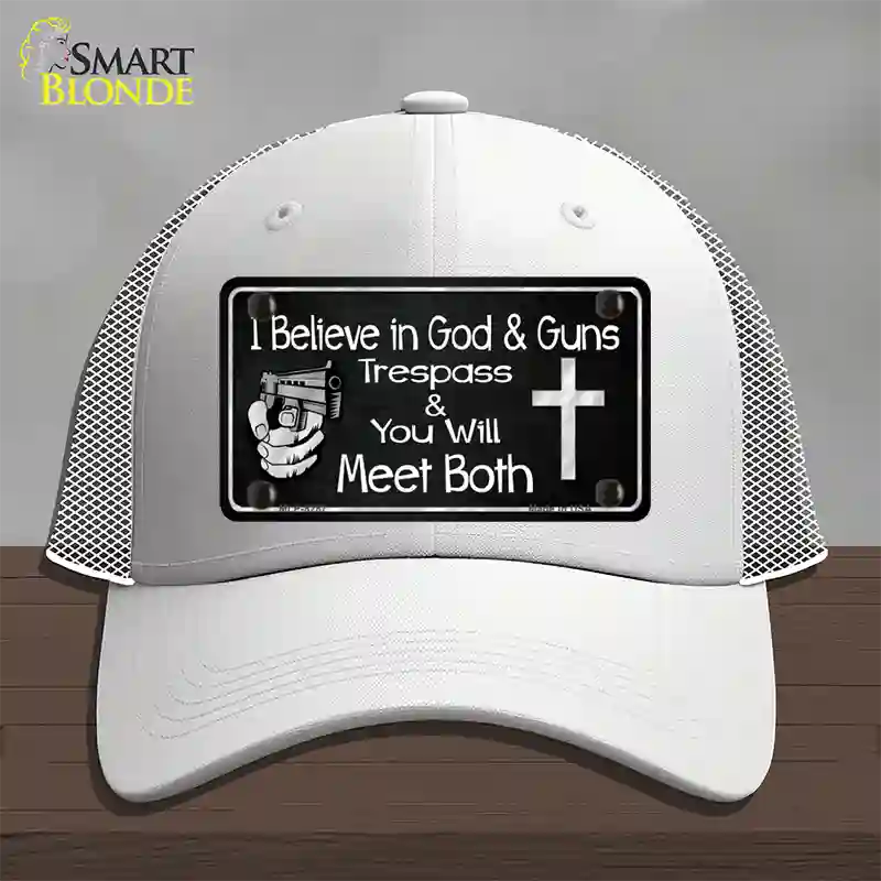 God And Guns Novelty License Plate Hat Mesh / White