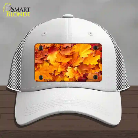 Fall Leaves Novelty License Plate Hat Mesh / White