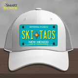 Ski Taos Teal New Mexico Novelty License Plate Hat Mesh / White