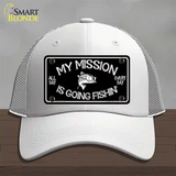 My Mission Is Fishin Novelty License Plate Hat Mesh / White