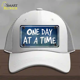 One Day At A Time Novelty License Plate Hat Mesh / White