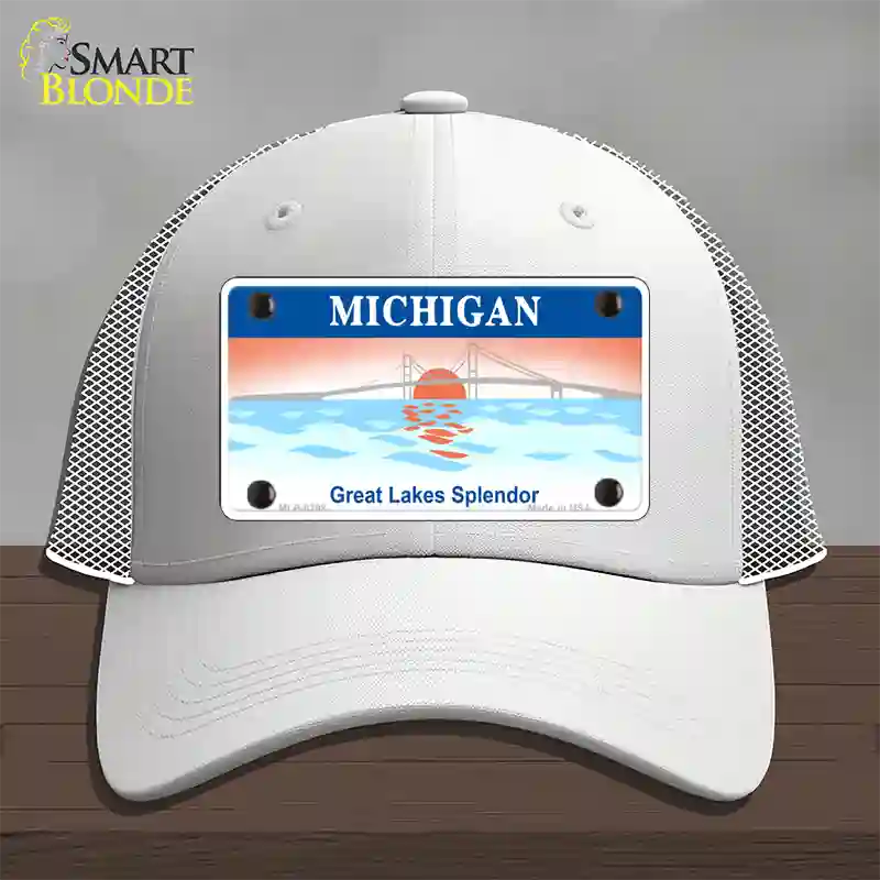 Michigan Great Lakes Blank Novelty License Plate Hat Mesh / White