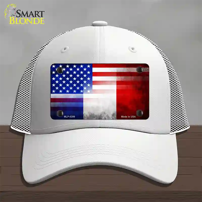 United States France Flag Fade Novelty License Plate Hat Mesh / White