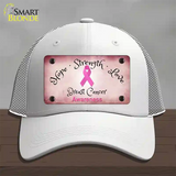 Breast Cancer Ribbon Pink Novelty License Plate Hat Mesh / White