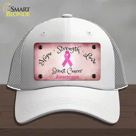 Breast Cancer Ribbon Pink Novelty License Plate Hat Mesh / White