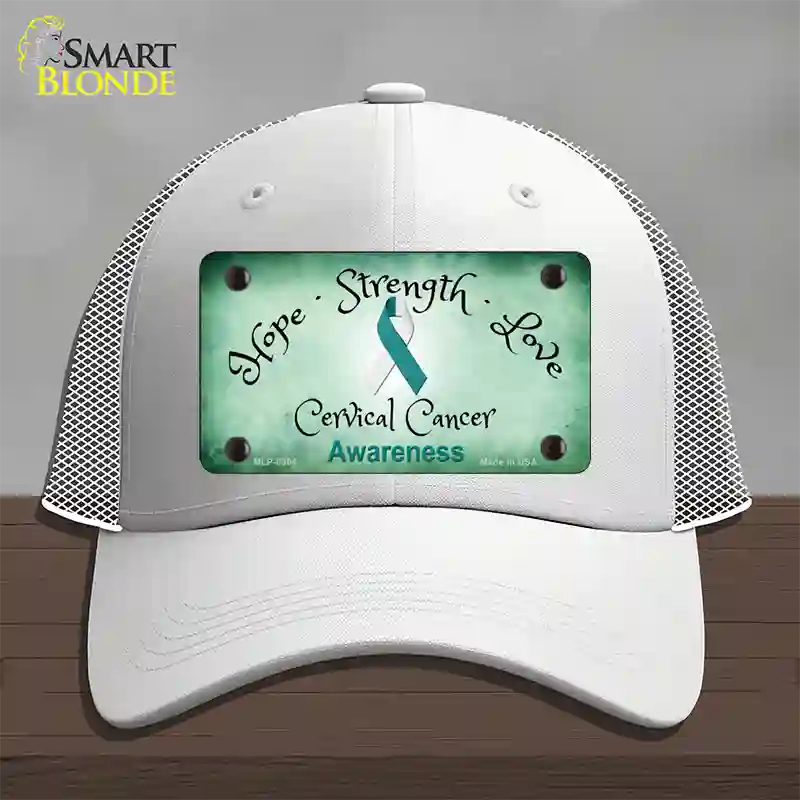 Cervical Cancer Ribbon Novelty License Plate Hat Mesh / White