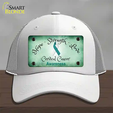 Cervical Cancer Ribbon Novelty License Plate Hat Mesh / White