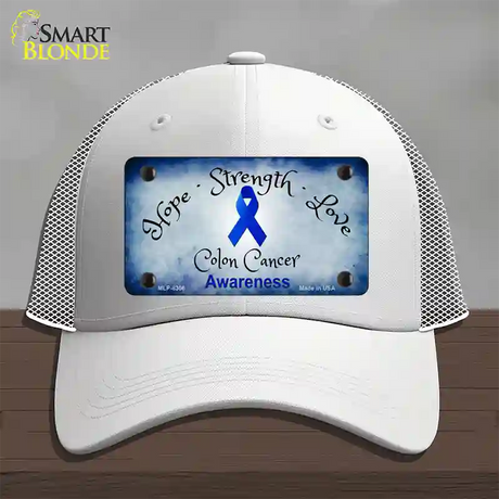 Colon Cancer Ribbon Novelty License Plate Hat Mesh / White