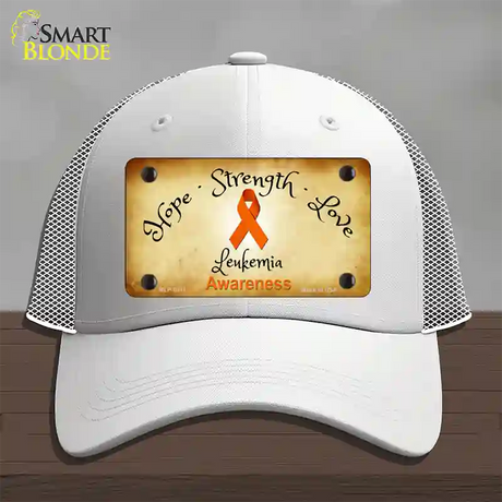 Leukemia Cancer Ribbon Novelty License Plate Hat Mesh / White