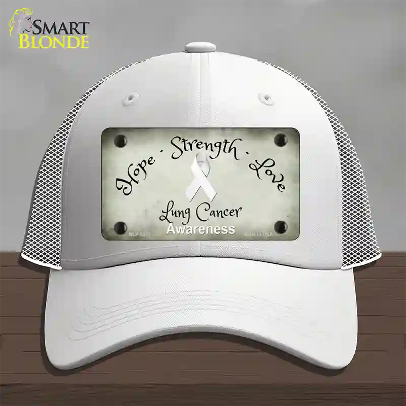 Lung Cancer Ribbon Novelty License Plate Hat Mesh / White