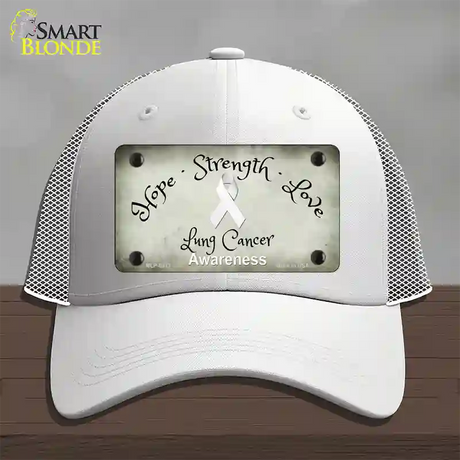 Lung Cancer Ribbon Novelty License Plate Hat Mesh / White