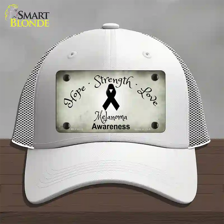 Melanoma Cancer Ribbon Novelty License Plate Hat Mesh / White