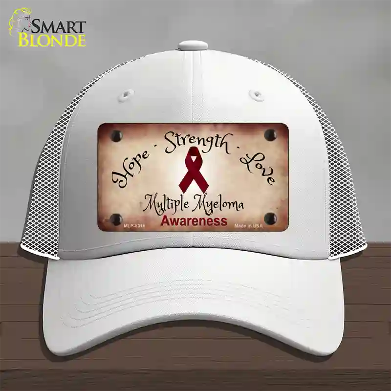 Multiple Myeloma Cancer Ribbon Novelty License Plate Hat Mesh / White