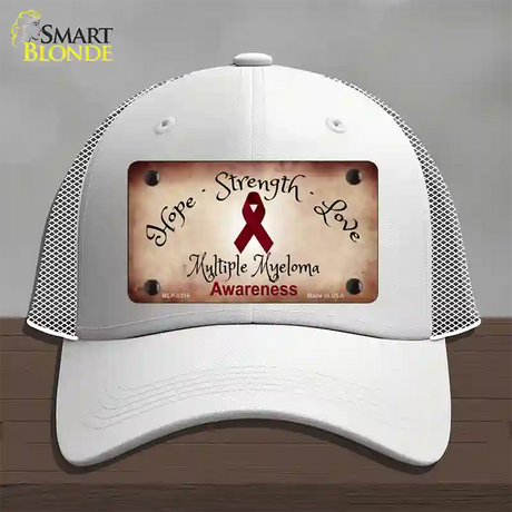 Multiple Myeloma Cancer Ribbon Novelty License Plate Hat Mesh / White