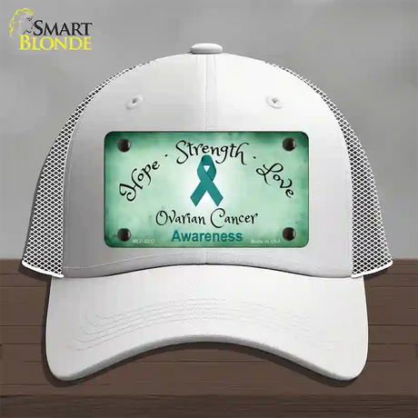 Ovarian Cancer Ribbon Novelty License Plate Hat Mesh / White