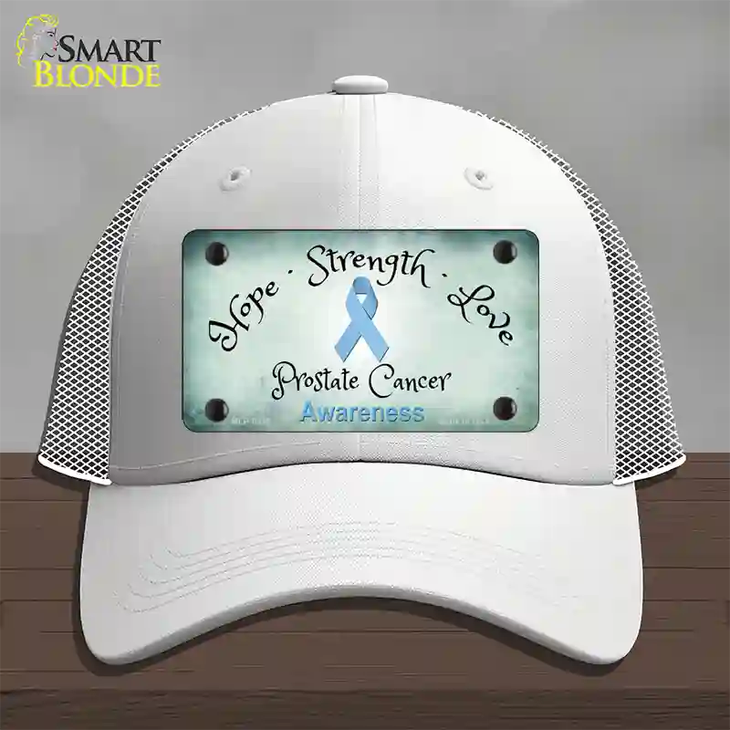 Prostate Ribbon Novelty License Plate Hat Mesh / White