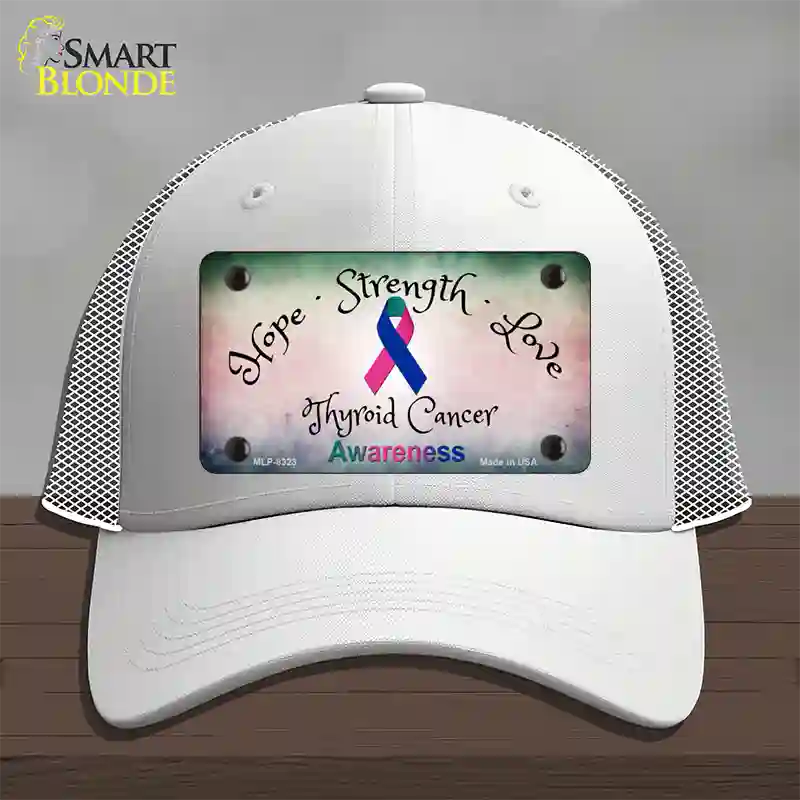 Thyroid Cancer Ribbon Novelty License Plate Hat Mesh / White