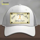 Uterine Cancer Ribbon Novelty License Plate Hat Mesh / White