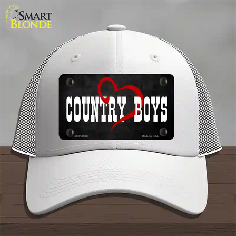 Country Boys Novelty License Plate Hat Mesh / White