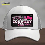 Spurs and Bling Novelty License Plate Hat Mesh / White