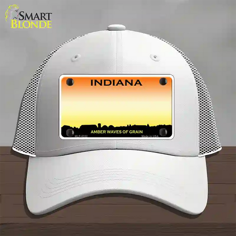 Indiana Amber Blank Novelty License Plate Hat Mesh / White