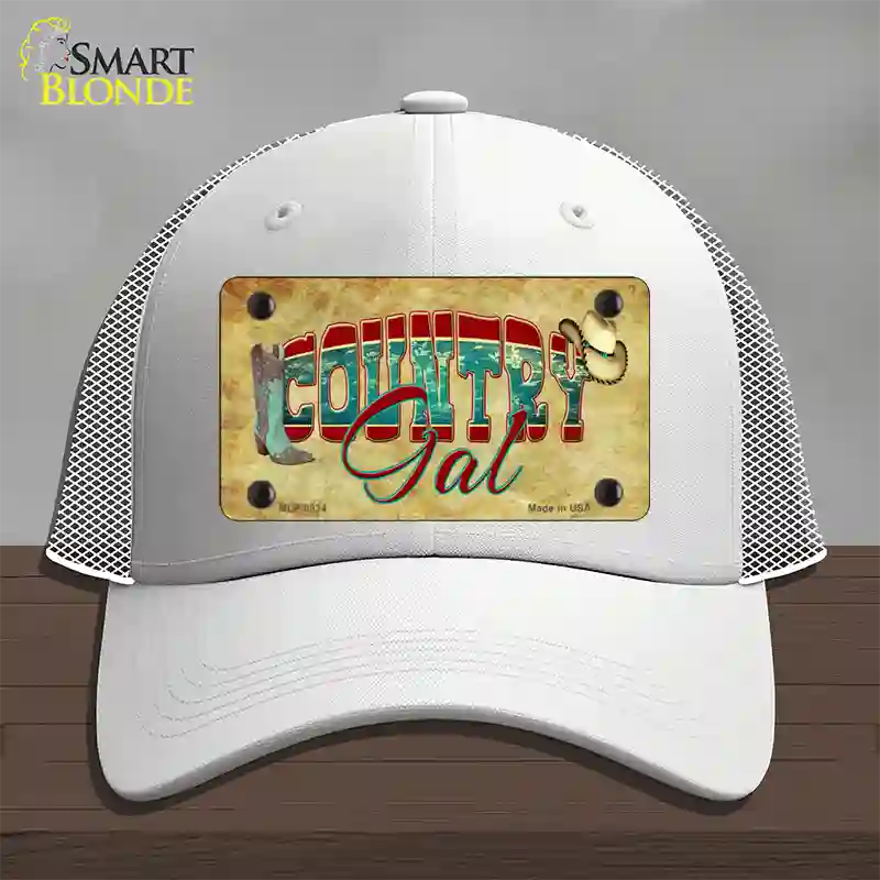 Country Gal Novelty License Plate Hat Mesh / White