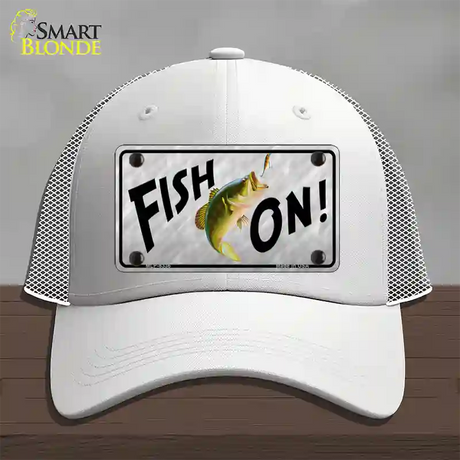 Fish On Novelty License Plate Hat Mesh / White