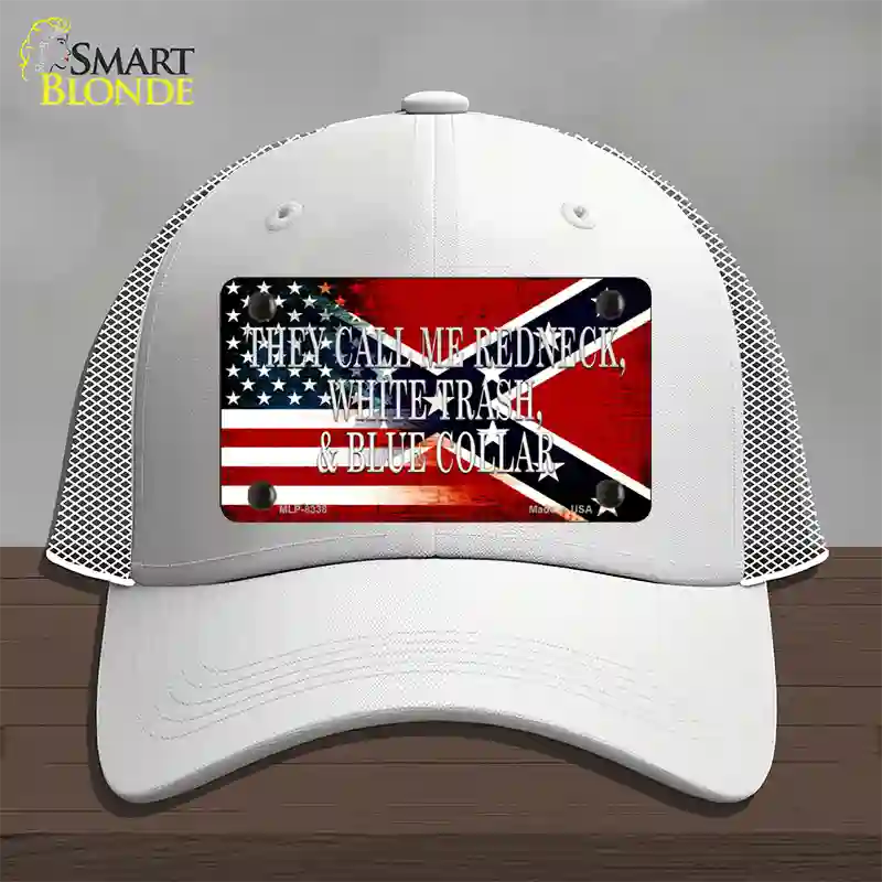 They Call Me Redneck Novelty License Plate Hat Mesh / White